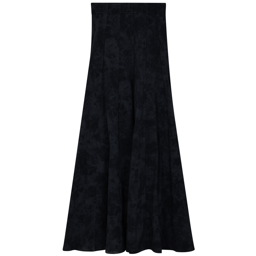 Paneled Acid Wash Maxi Skirt