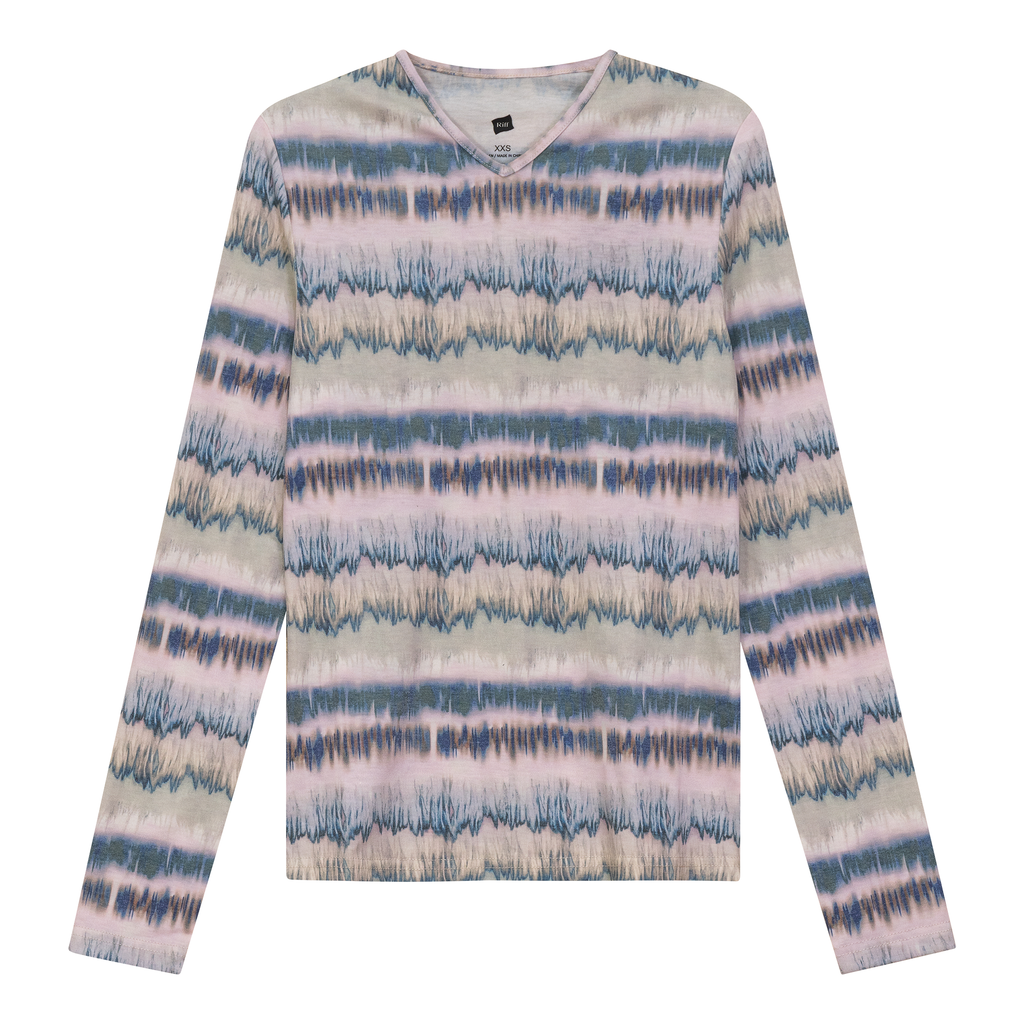Wave Printed V Neck Tee