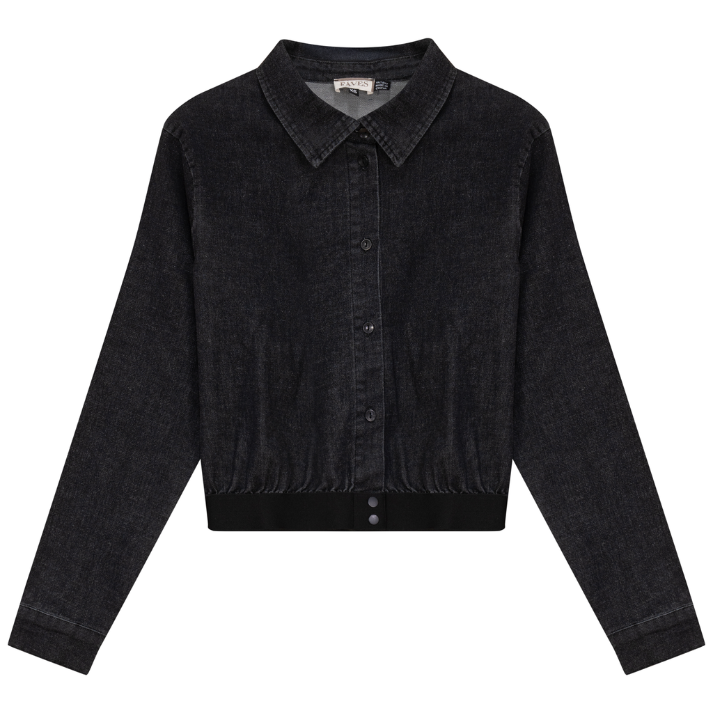 Cropped Denim Elastic Shirt