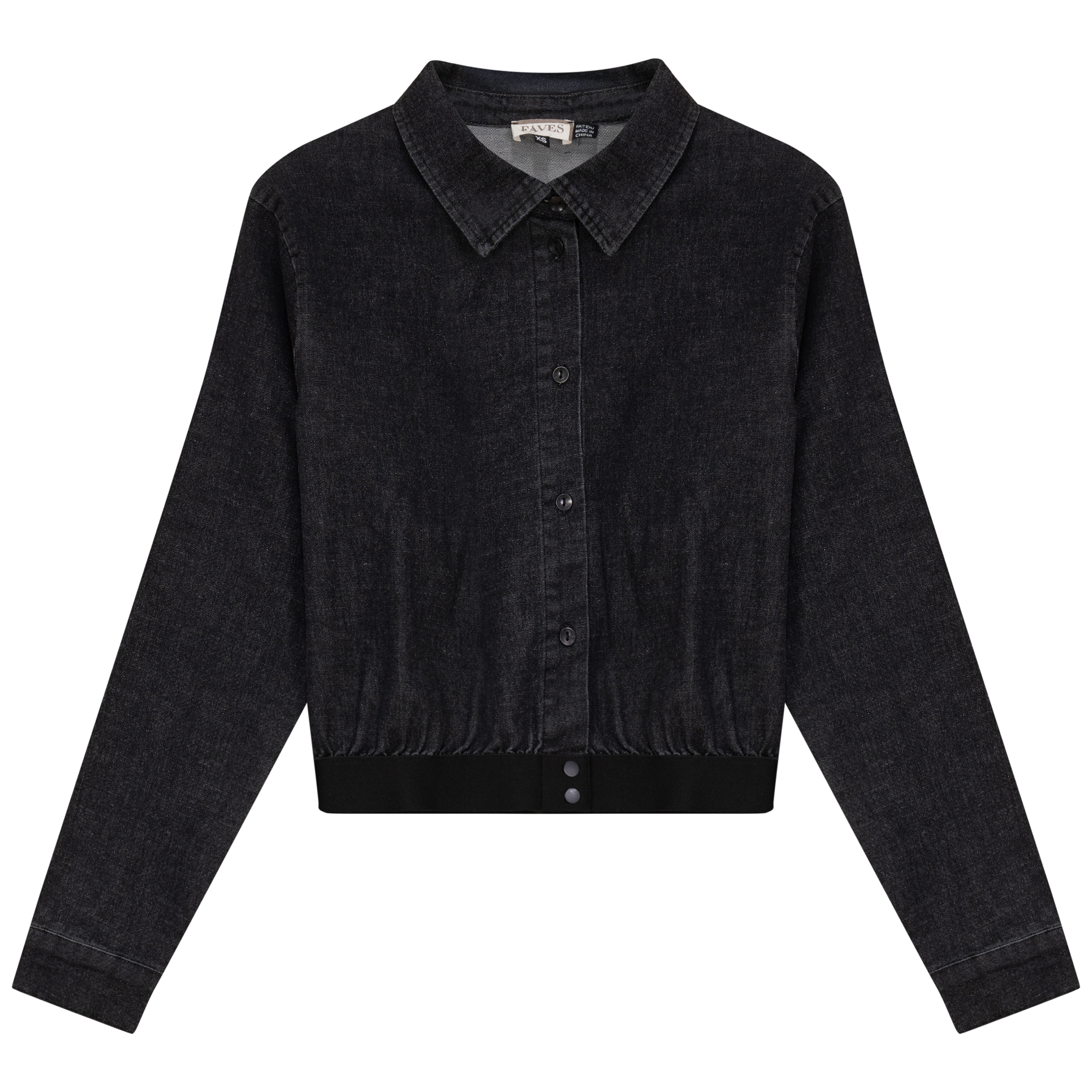 Cropped Denim Elastic Shirt