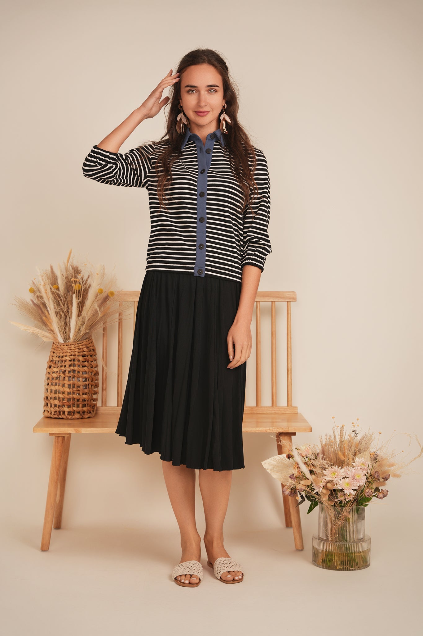 Striped Button Down Cardigan