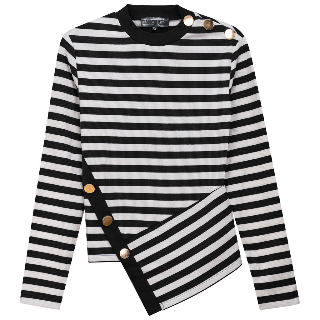 Striped Asymetric Cut Top