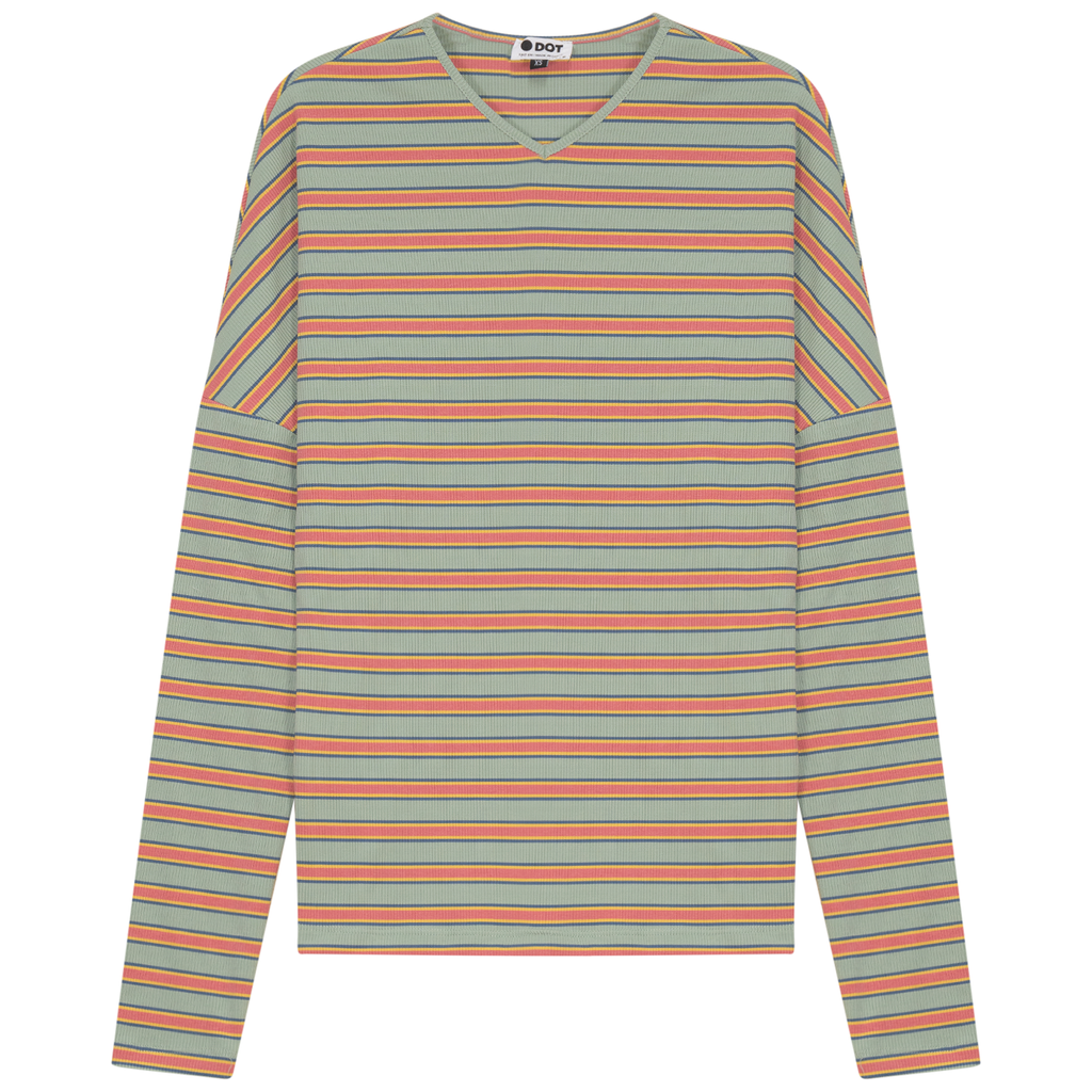 V Neck Dolman Striped Tee