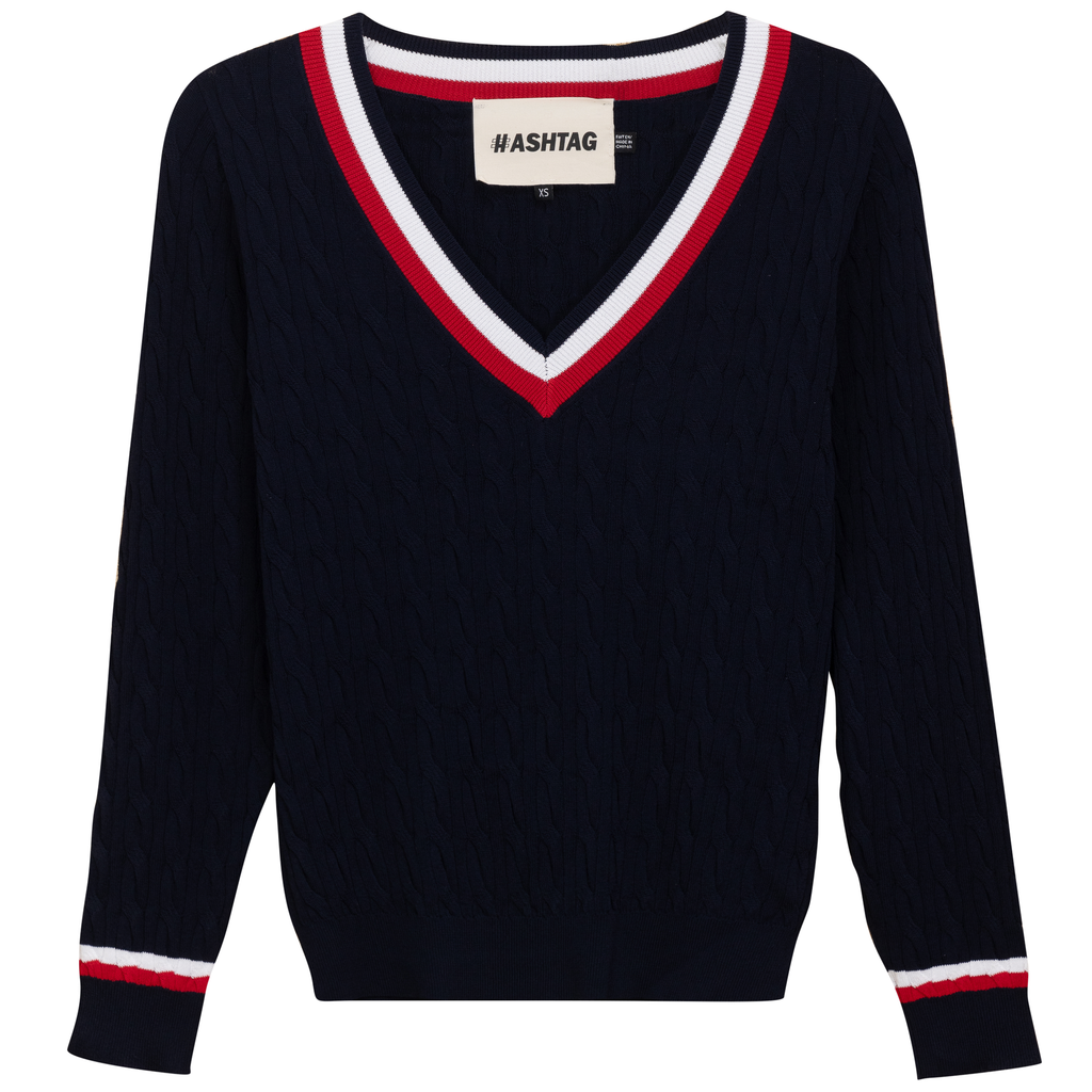 V Neck Cable Sweater