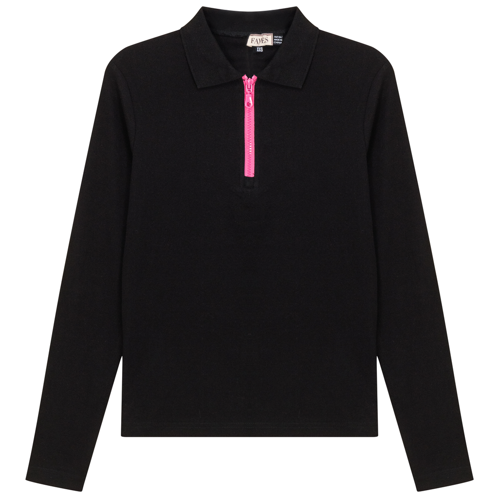 Henley Contrast Zip Tee