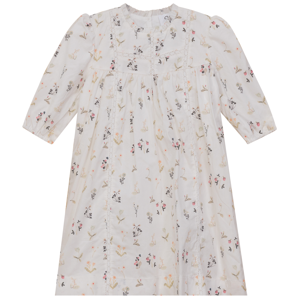 Lace Trim Flower Print Dress