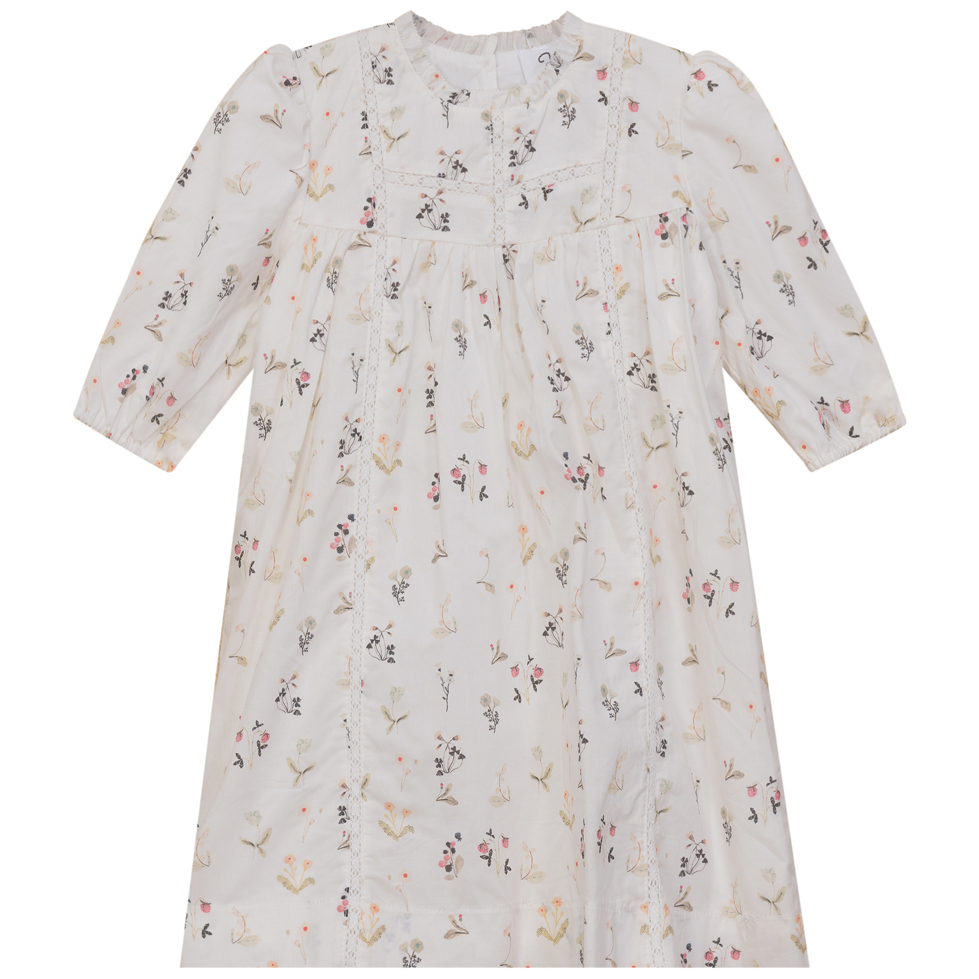 Lace Trim Flower Print Dress