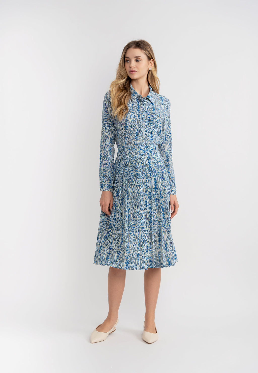 Paisley Print Pleated Skirt