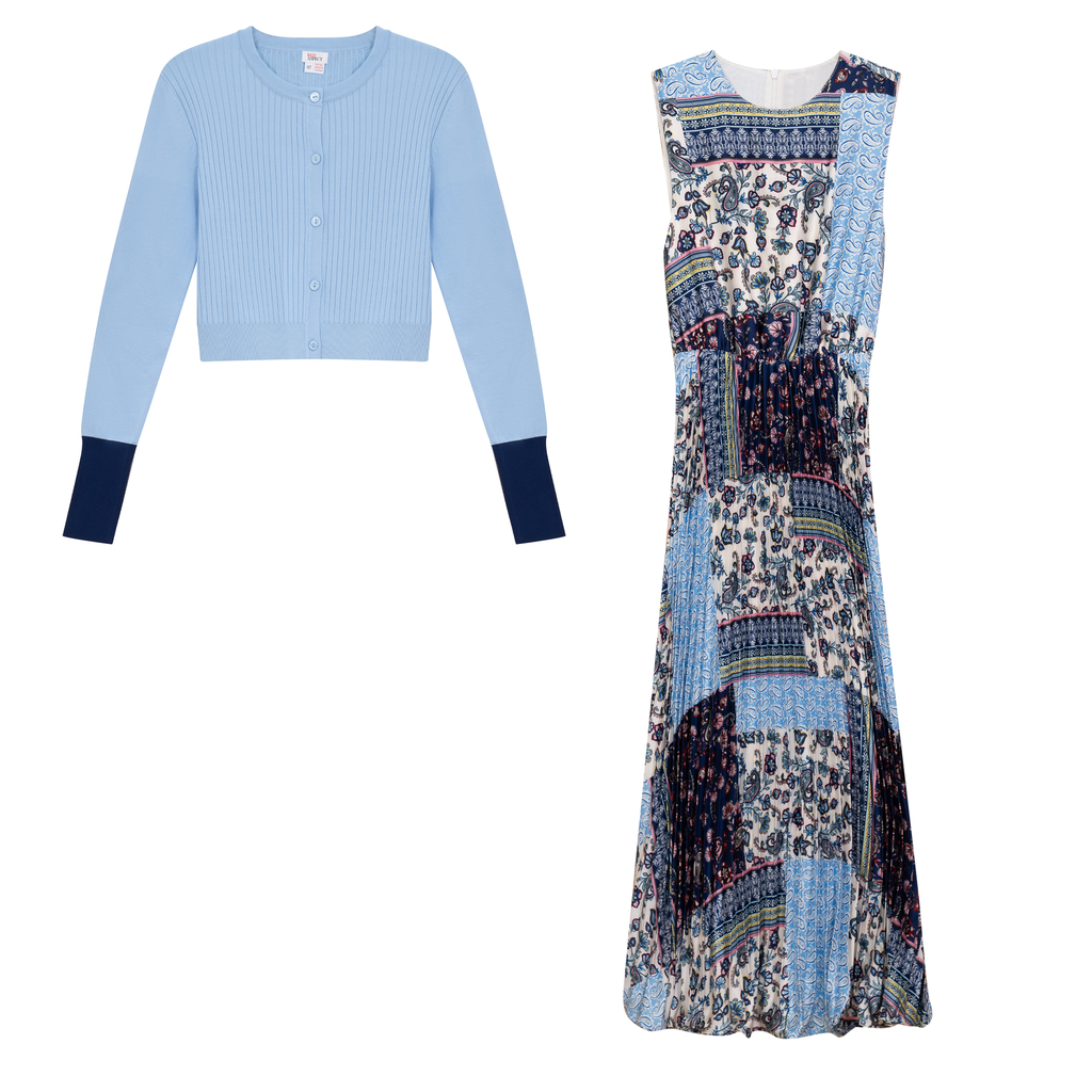 Pleated Jumper with Cardigan Set