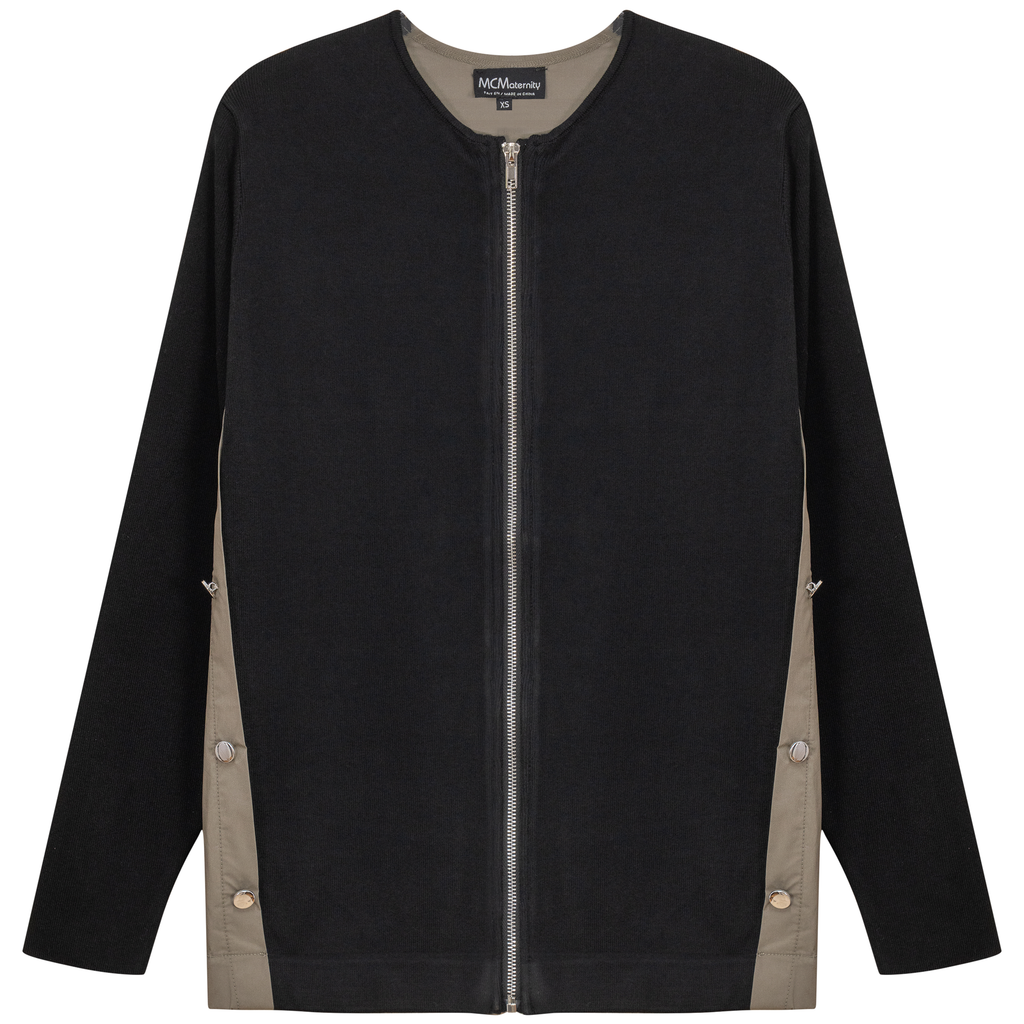 Maternity Knit Shirting Zipper Jacket