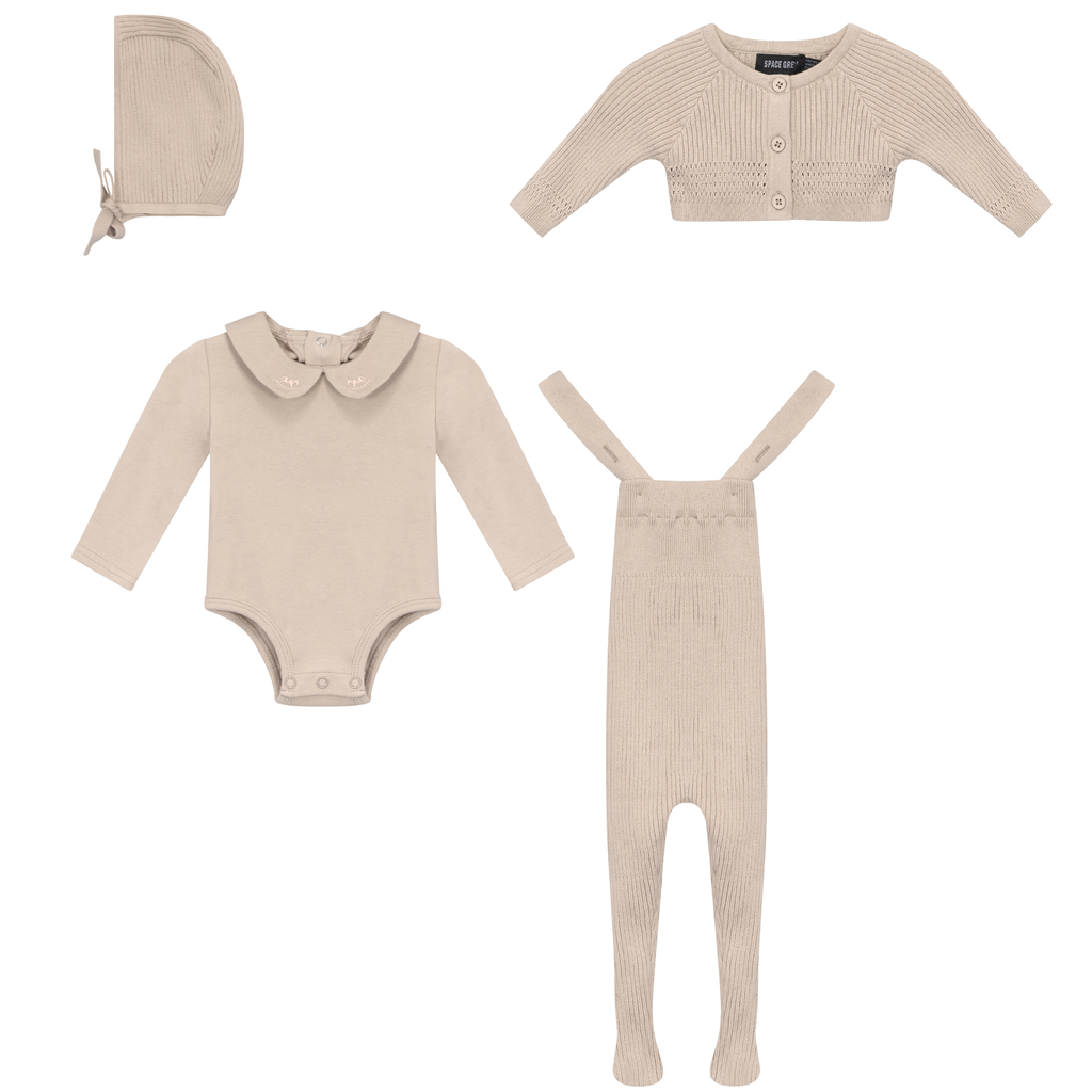 Knitted Overall and Cardigan Set