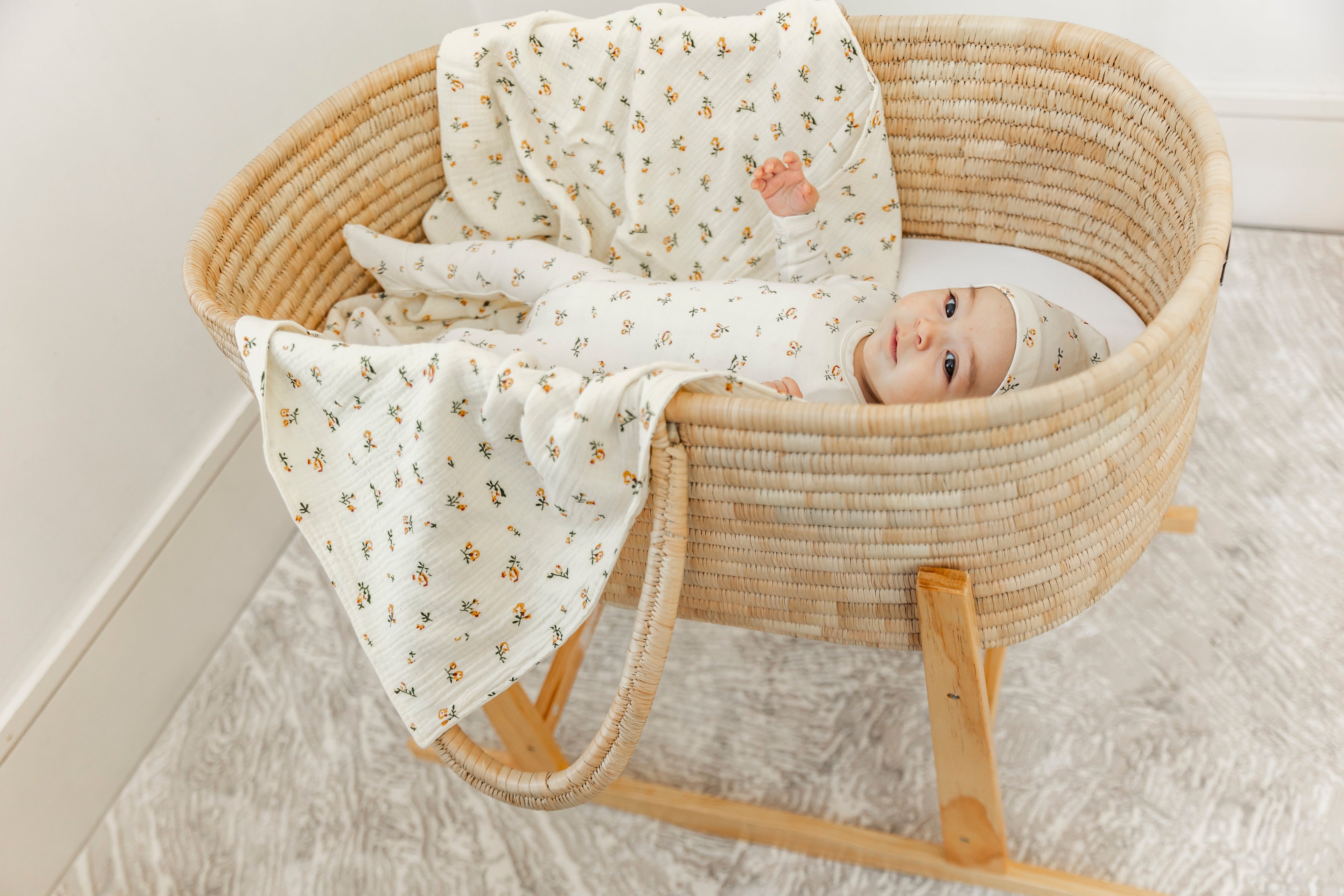 Floral Printed Onesie and Hat