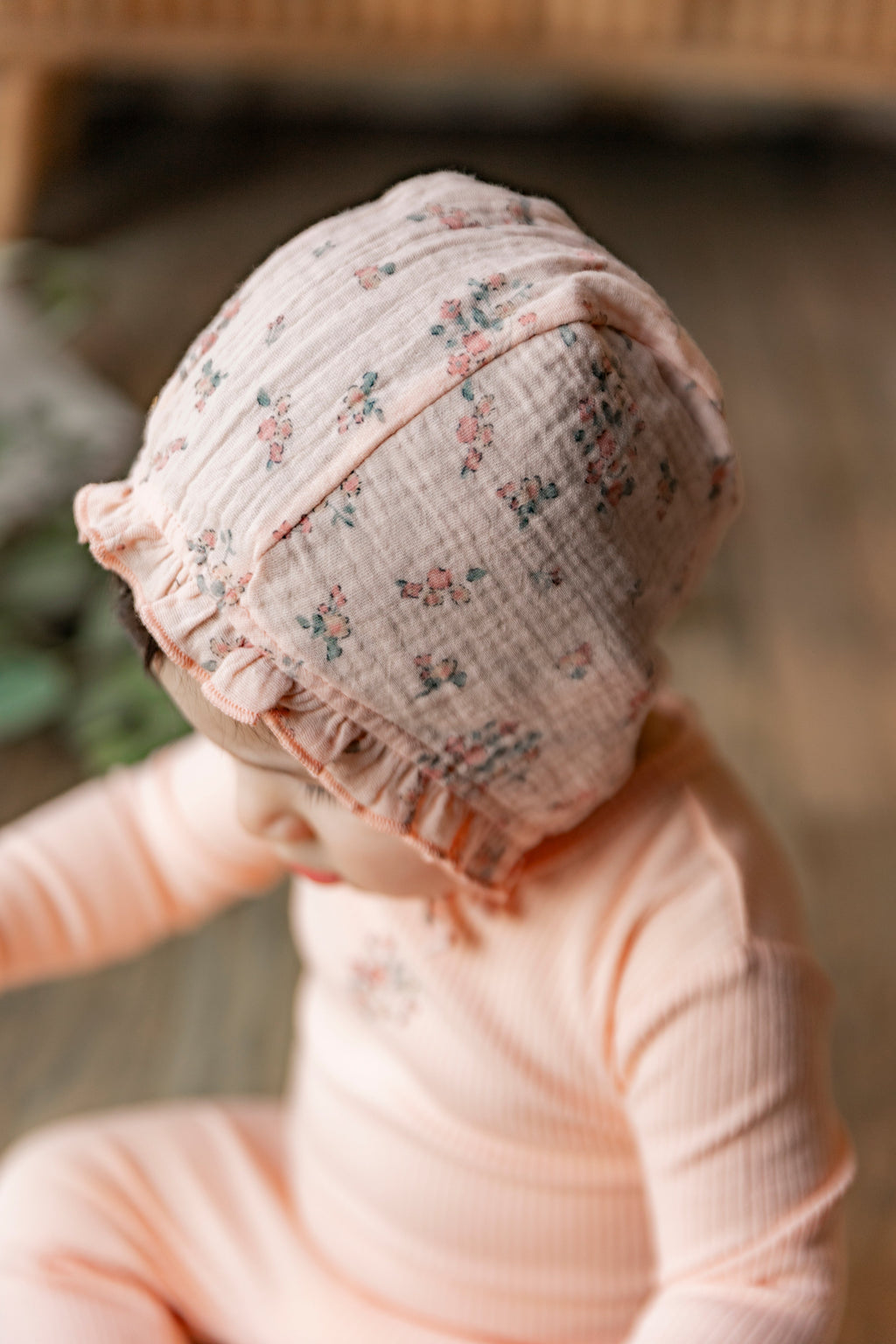 Pointelle Rib Onesie and Bonnet