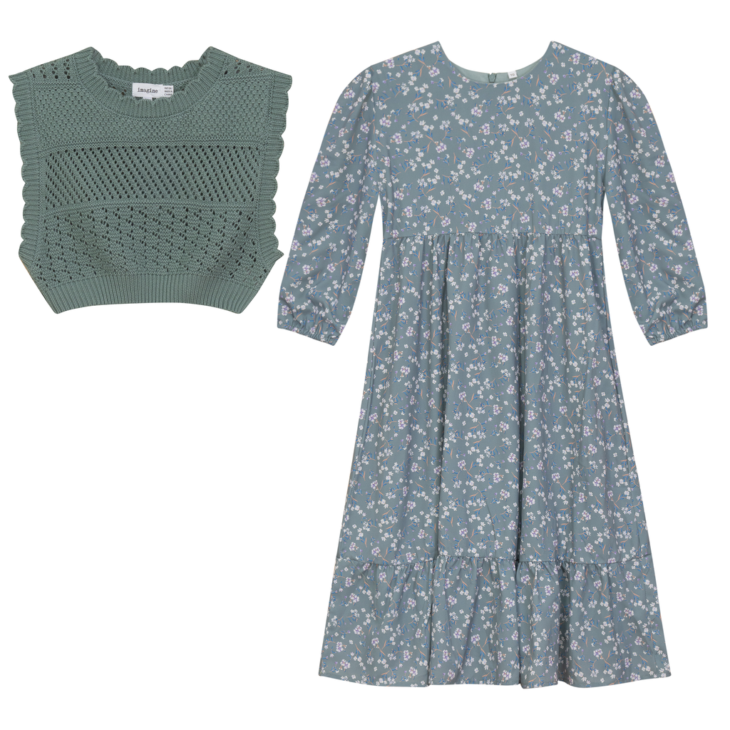 Woven Floral Dress with Vest