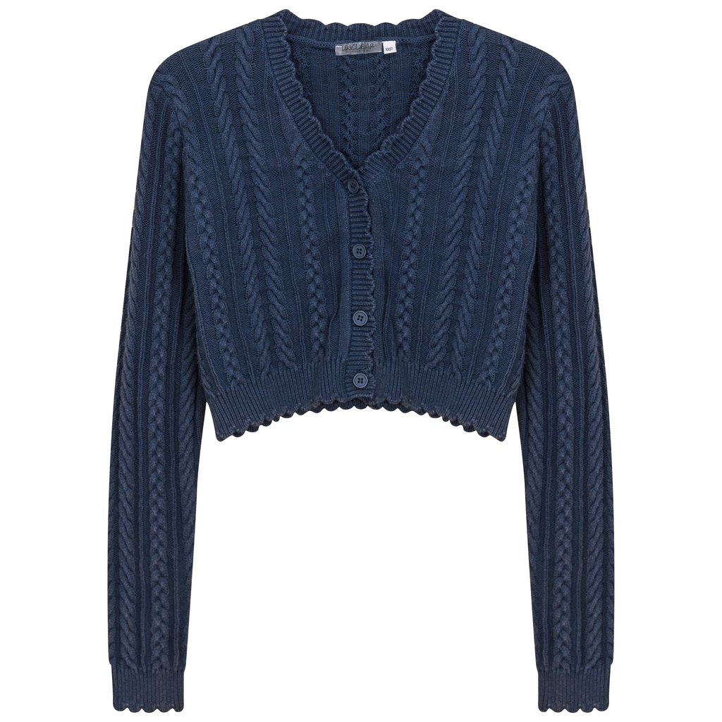 Distressed Braided Knit Cardigan