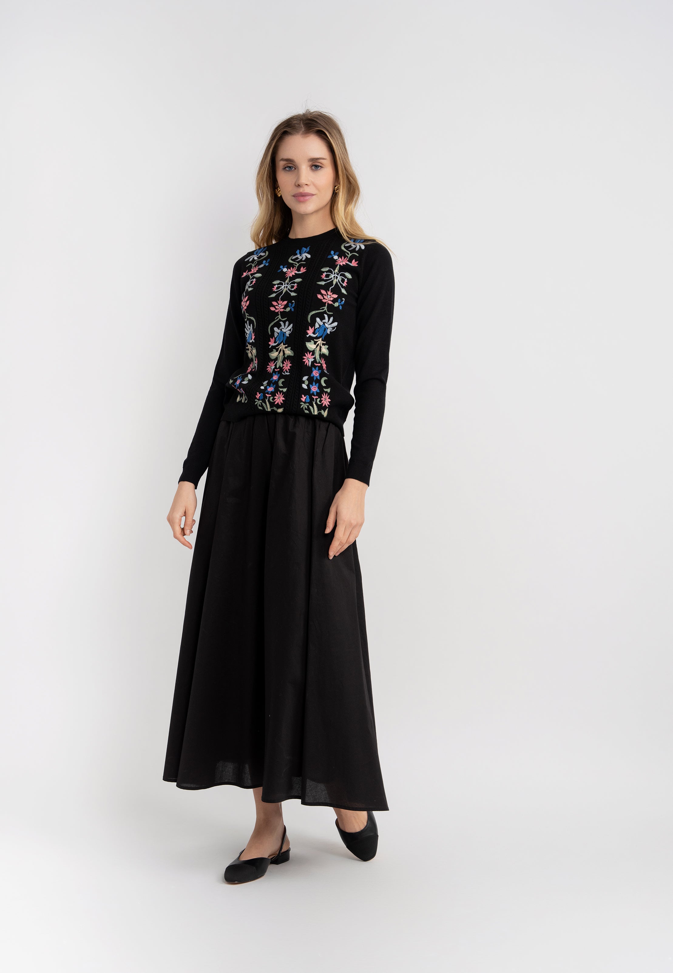 Floral Embroidered Sweater