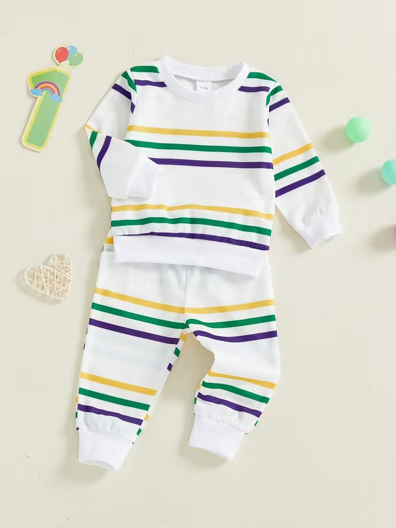 Toddler Mardi Gras Stripes Two-Piece Set