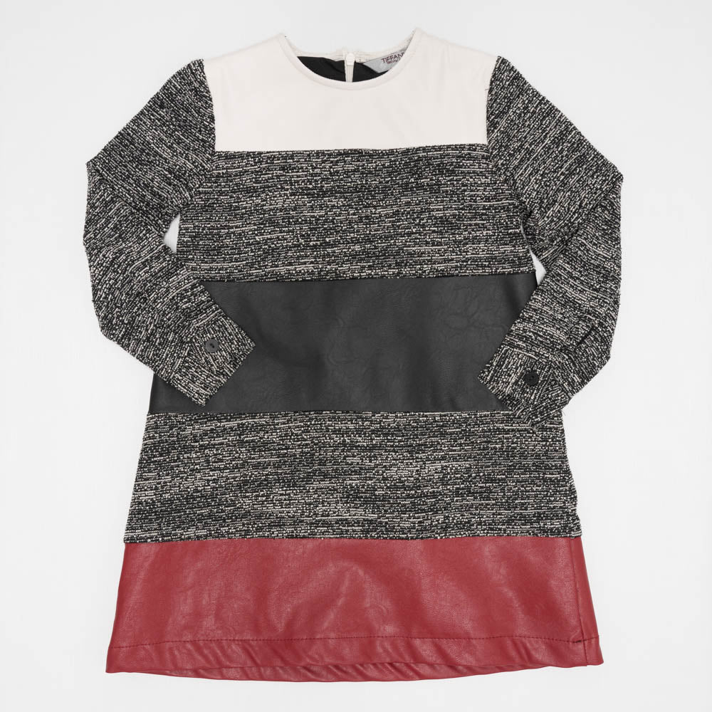 Multi Fabric Color Block Dress