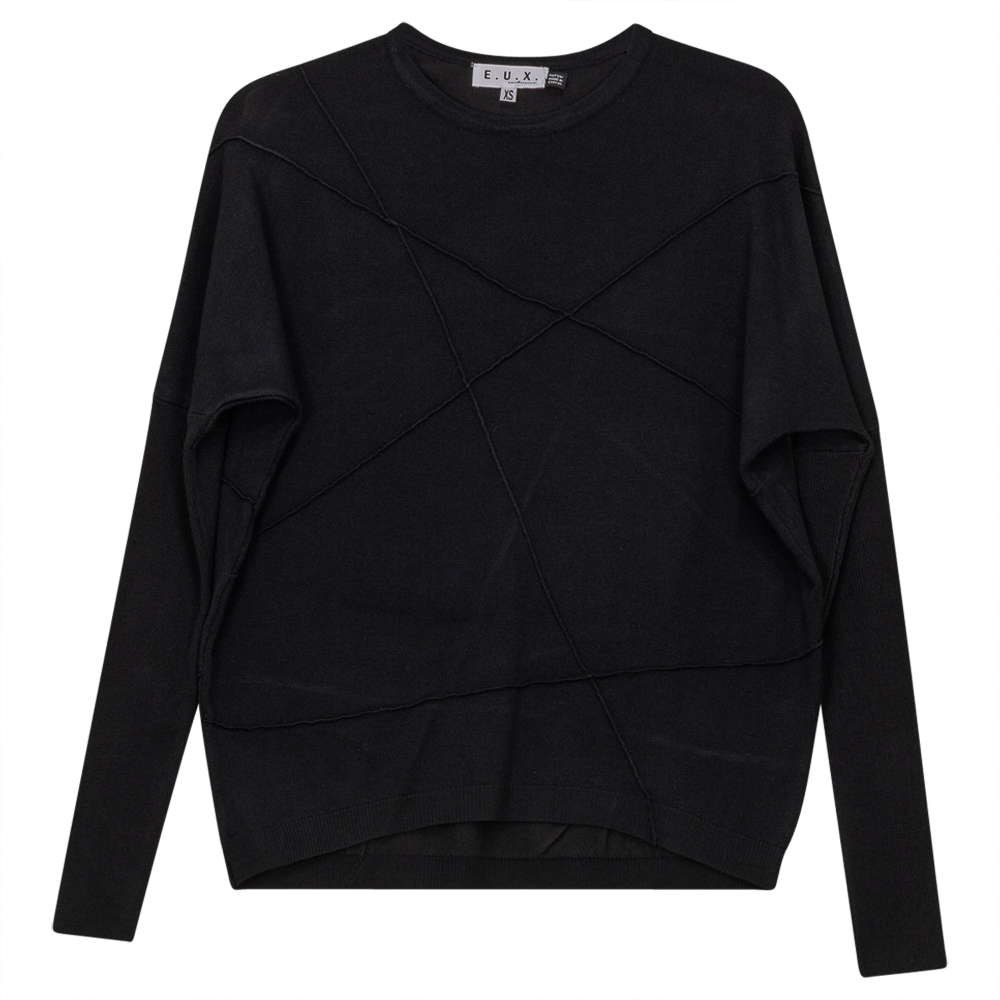 Ribbed Dolman Knit Top With Pinched Seams