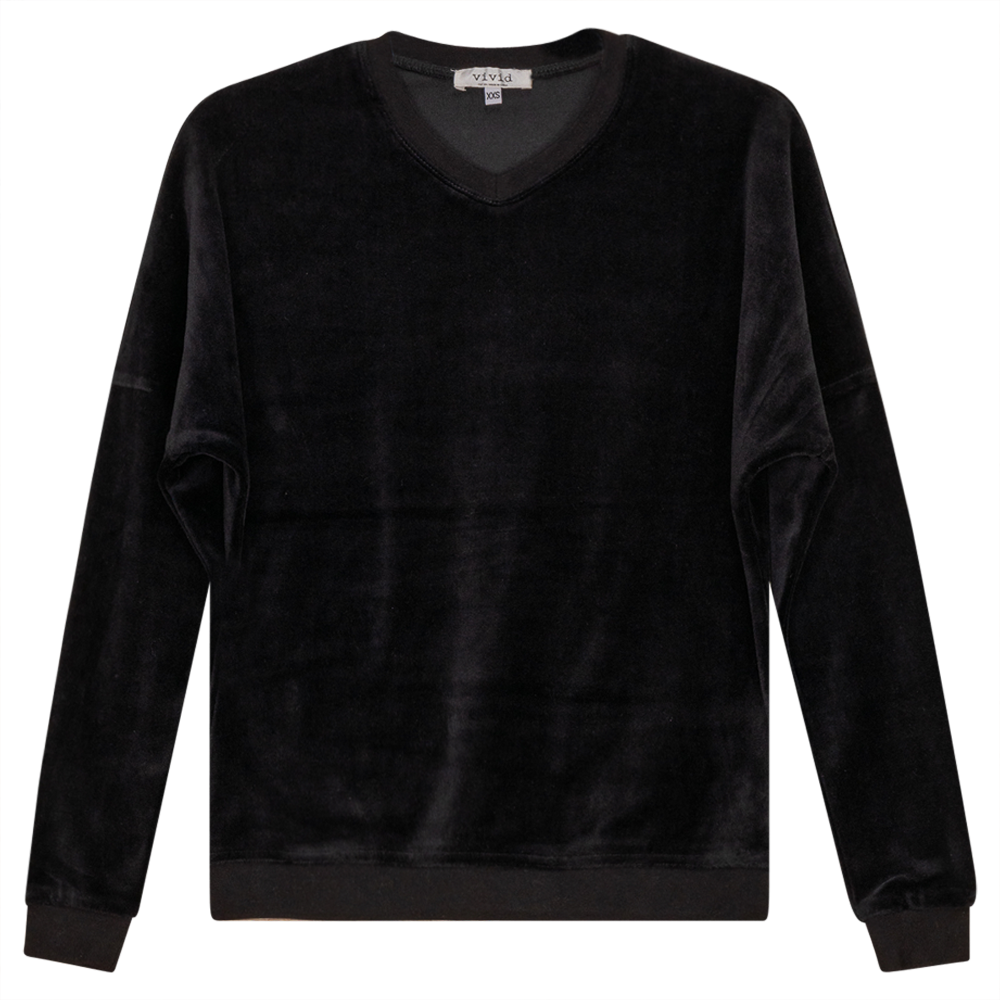Cotton Velour Drop Shoulder Top