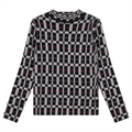 Mock Neck Checked Knit Sweater