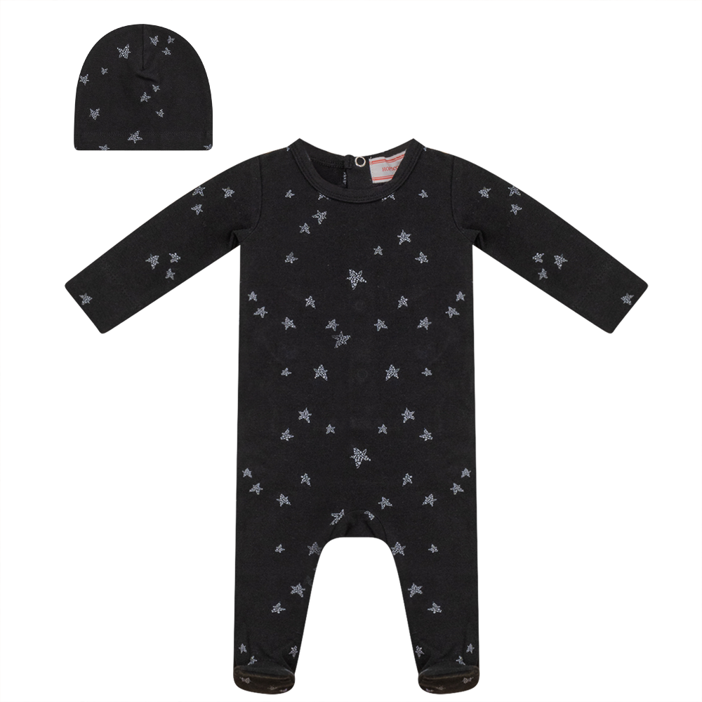 Star Print Onesie With Hat