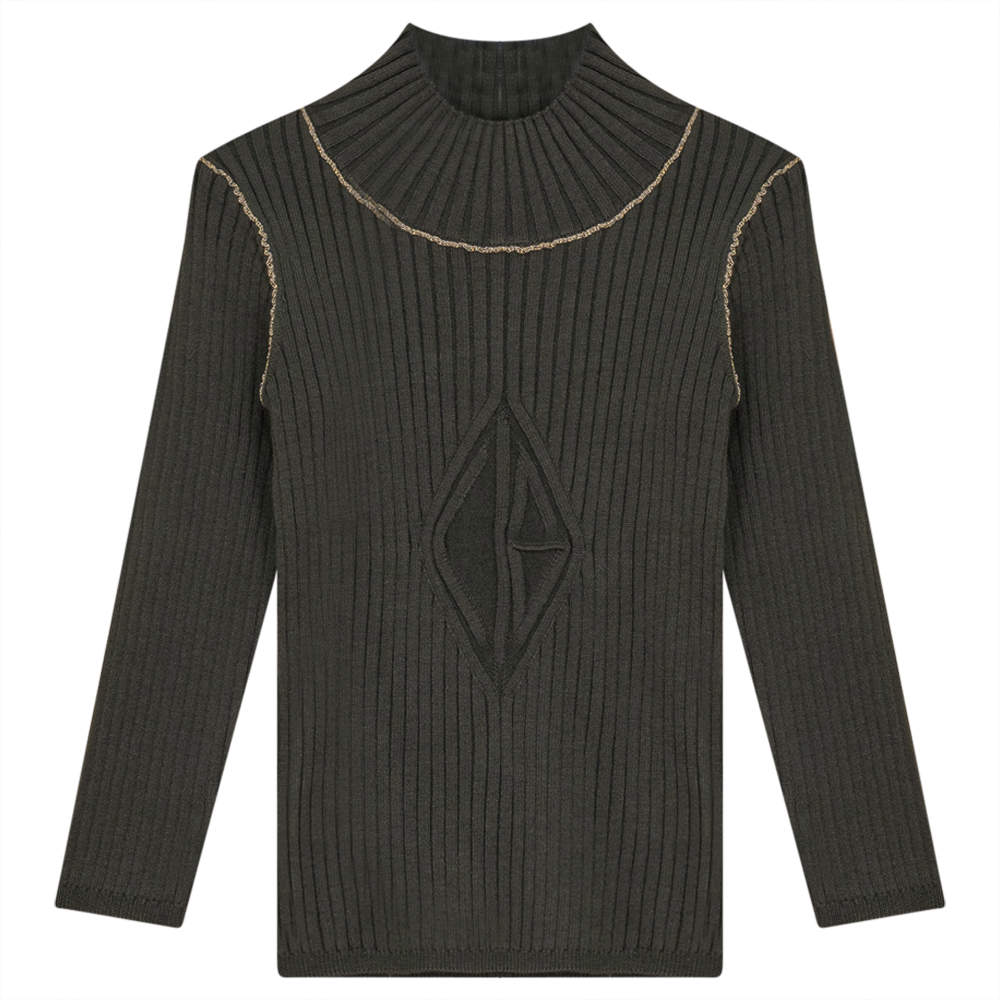Rib Knit Top With Mock Neck