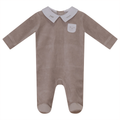 Embroidered "Petit Coeur" Velour Onesie