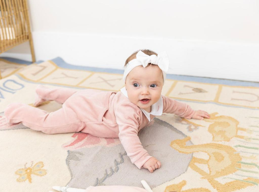 Embroidered "Petit Coeur" Velour Onesie