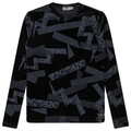 Rib Velour Print Top With V-Neck