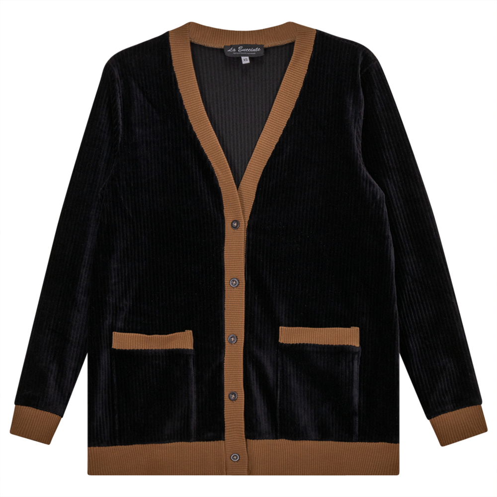 Maternity Ribbed Velour Contrast Cardigan