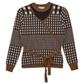 Checker Wrap Knit Mock Neck Sweater