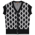Diamond Jacquard Knit Vest Cardigan