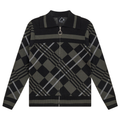 Zipper Geometric Jacquard Knit Jacket