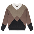 V Neck Intarsia Knit Sweater