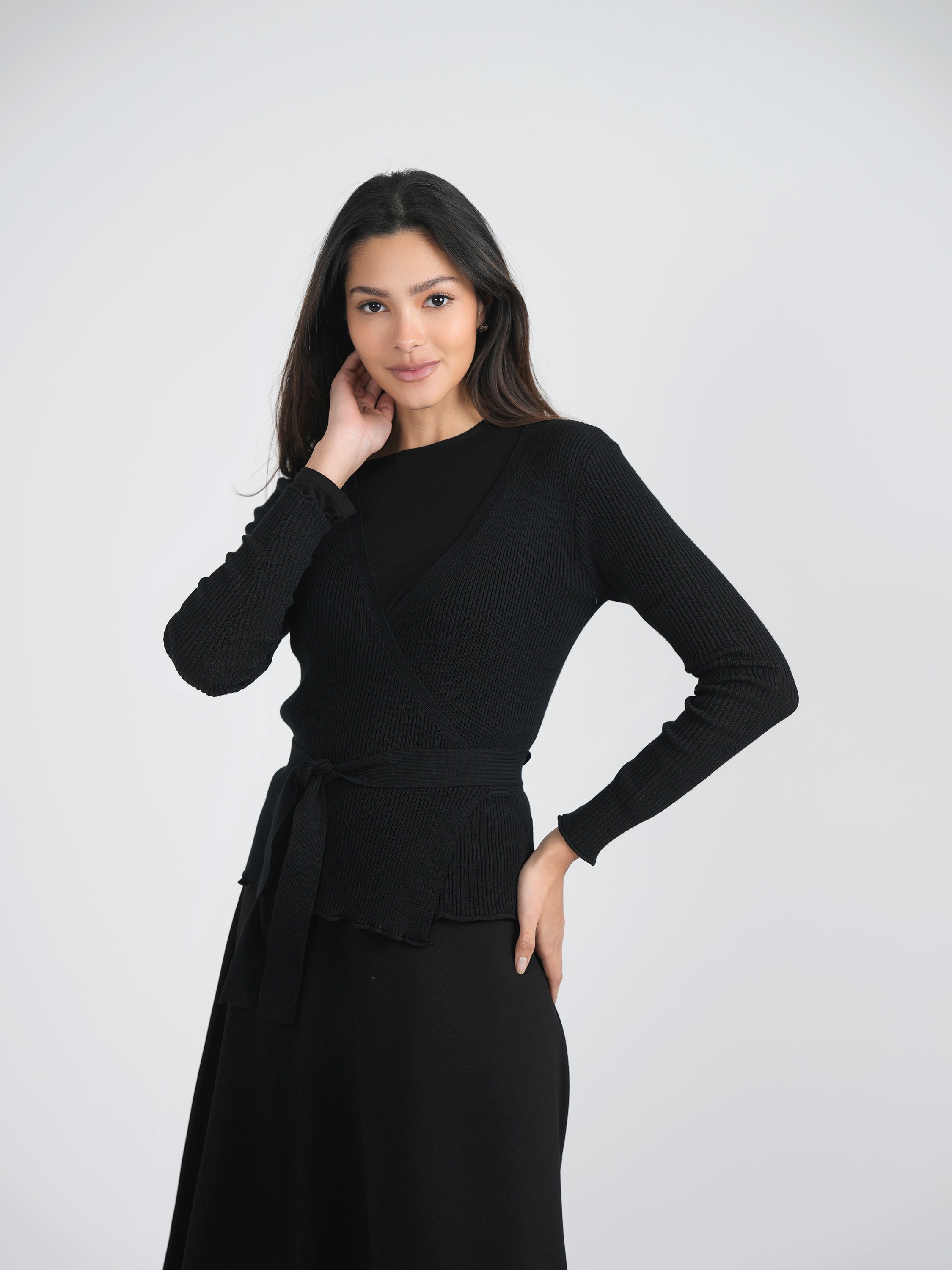 Ribbed Knit Wrap Top