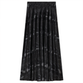 Accordion Pleated Printed Leather Midi Skirt