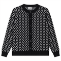Crew Neck Printed Knit Cardigan