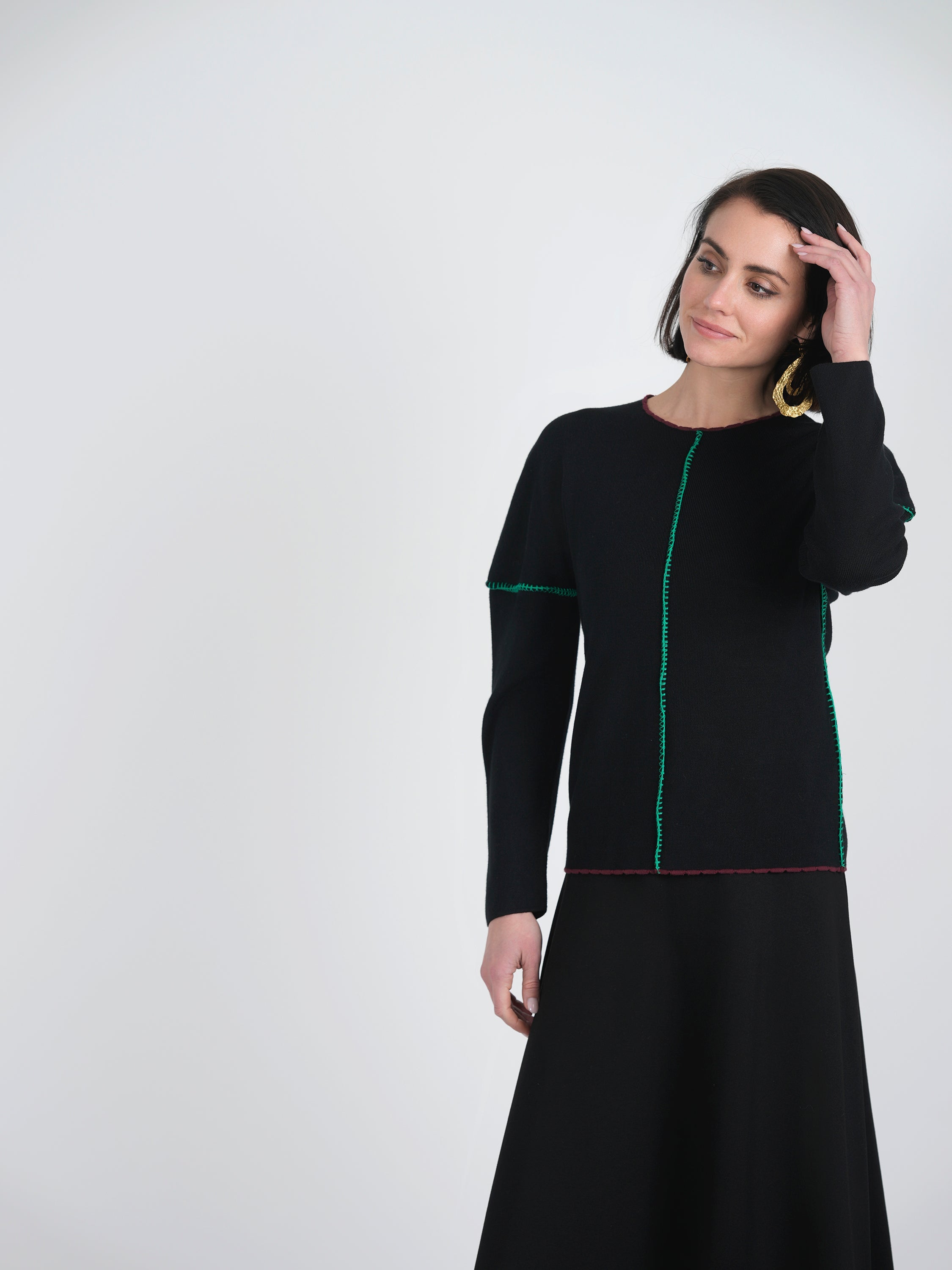 Contrast Piping Sweater