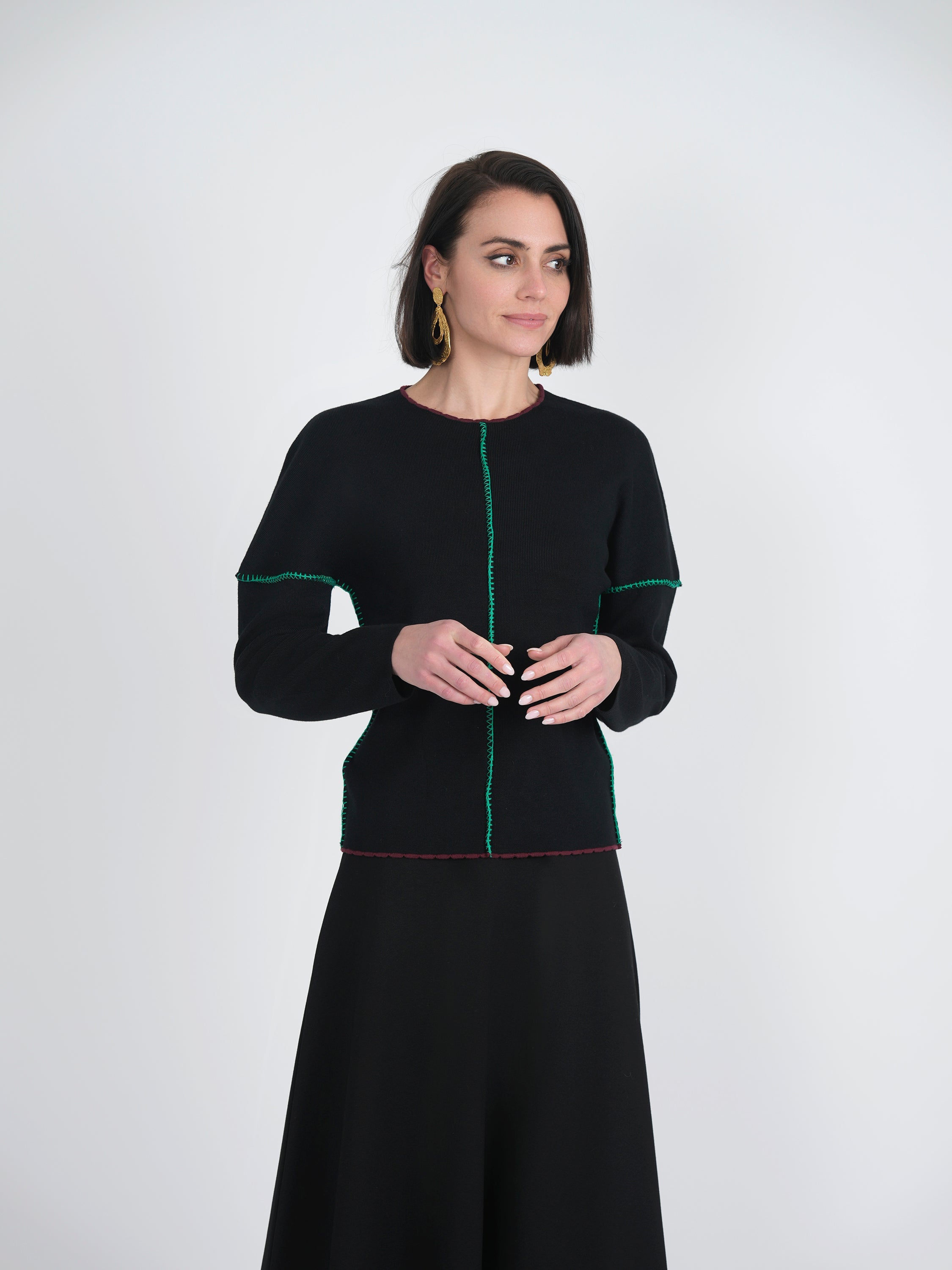 Contrast Piping Sweater