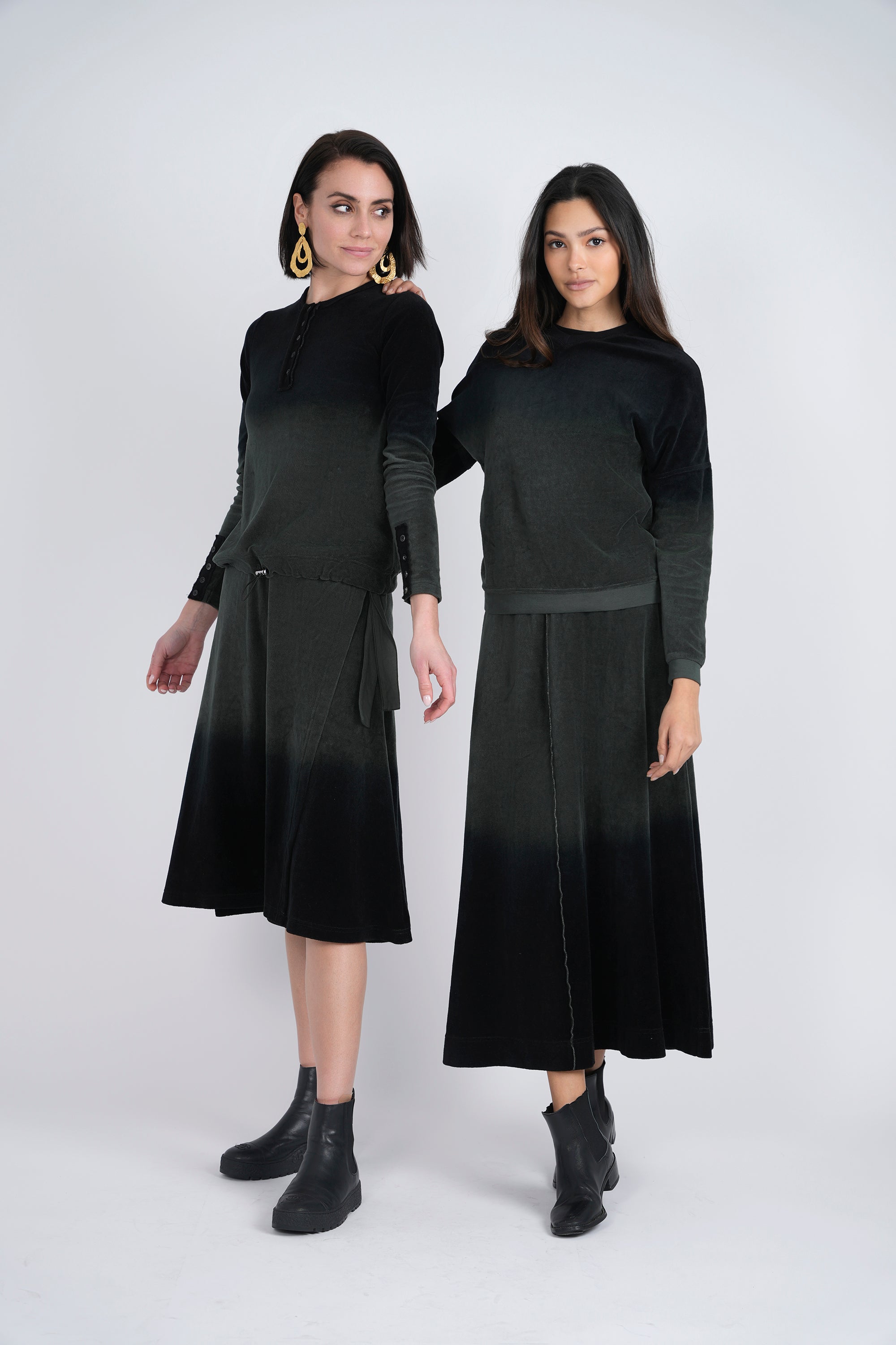 Short Wrap Velour Skirt