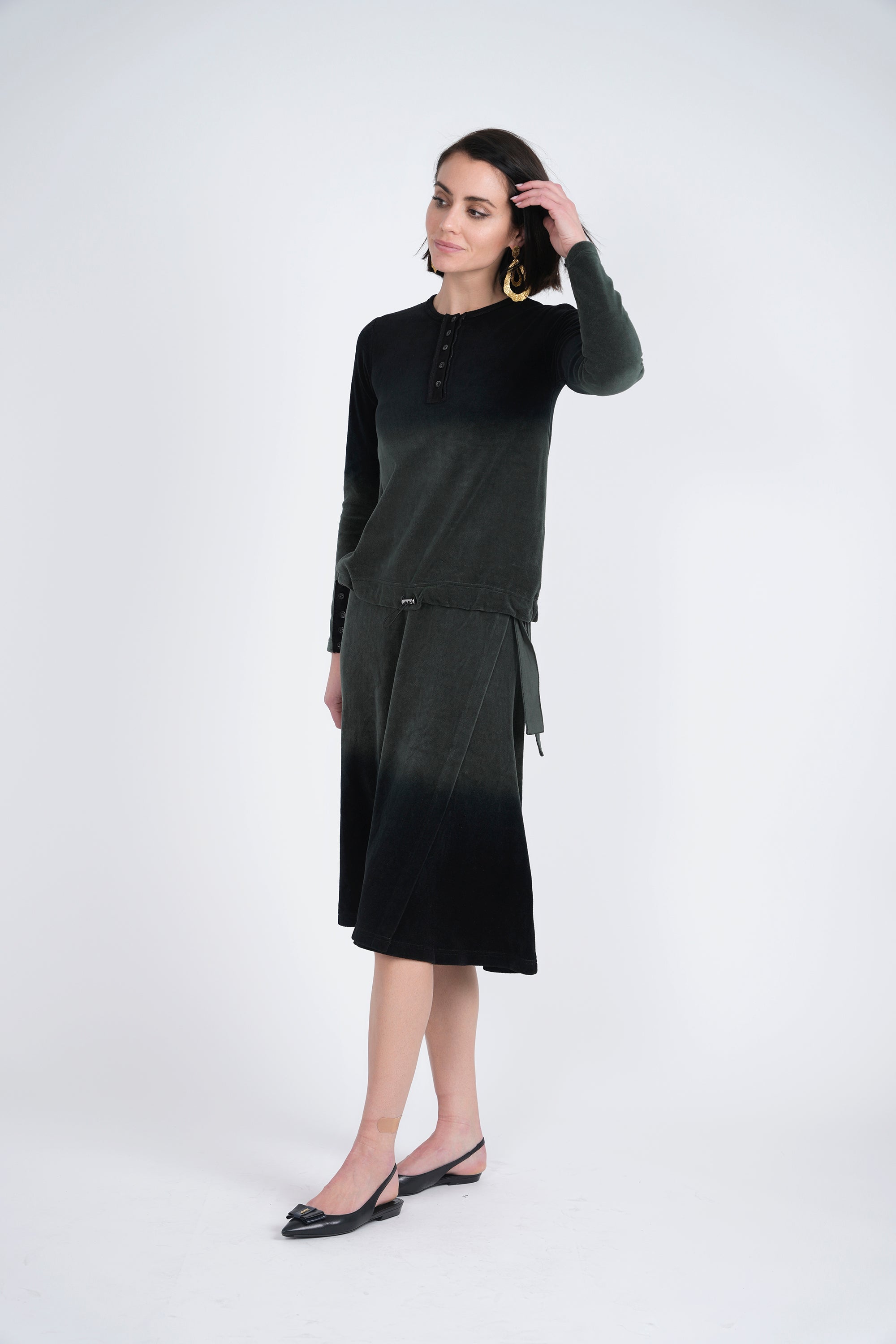 Short Wrap Velour Skirt