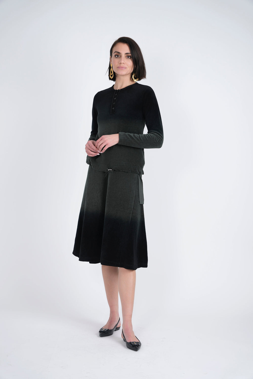 Short Wrap Velour Skirt