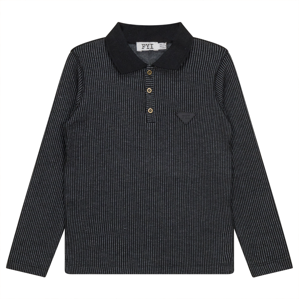 Ribbed Long Sleeve Polo