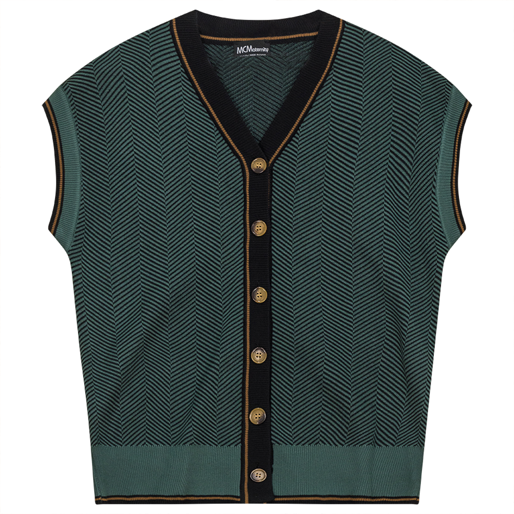 Maternity Herringbone Design Vest Cardigan