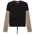 Color Blocked V Neck Bungee Sweater