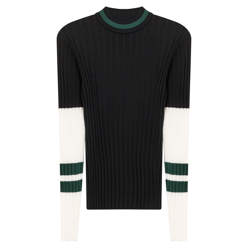 Ribbed Striped Knit Sweater