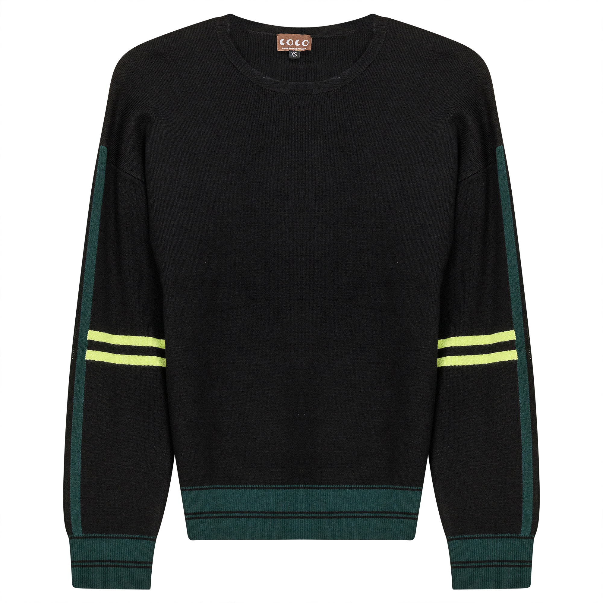Knit  Stripped Sleeve Drop Shoulder Sweater