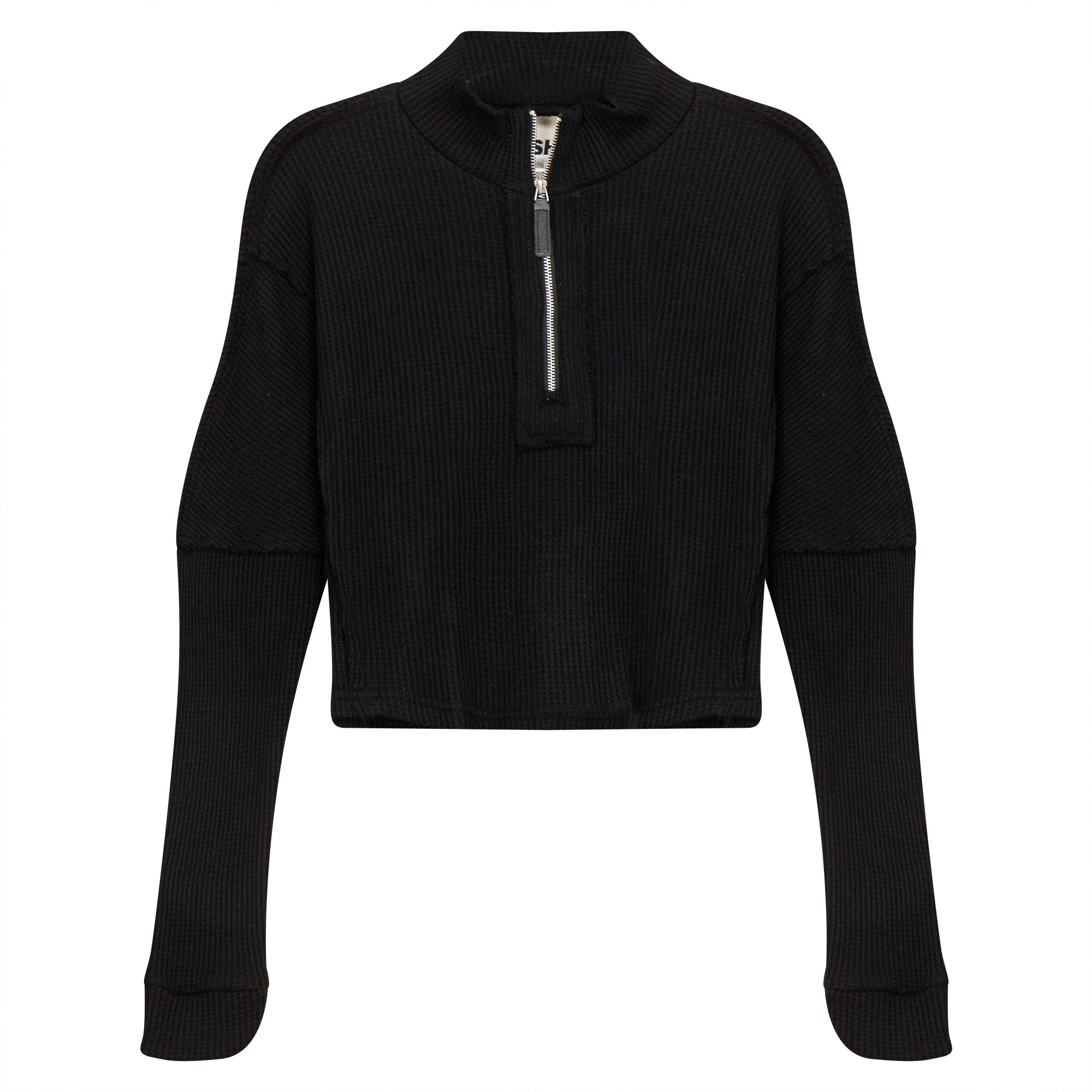 Cropped Zip Henley Sweatshirt