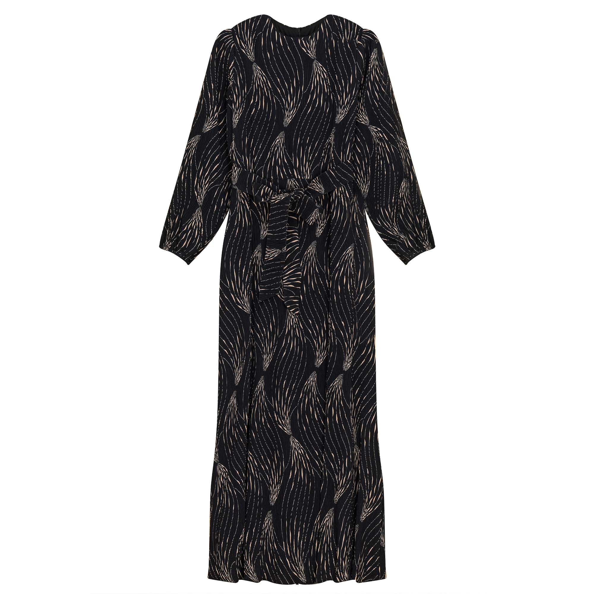 Crystal Pleated Printed Maxi Dess